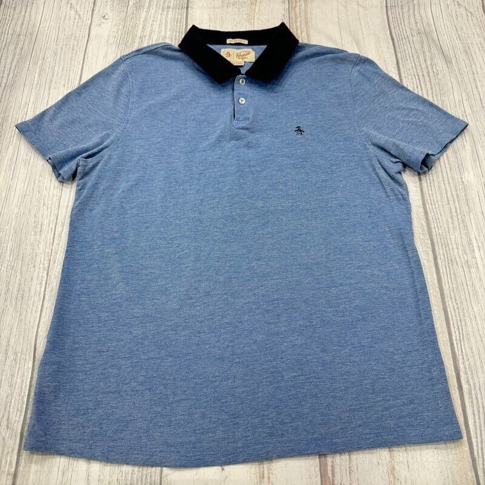 Original Penguin Heritage Slim Fit Polo Shirt XL‎ Blue Skate Streetwear Golf